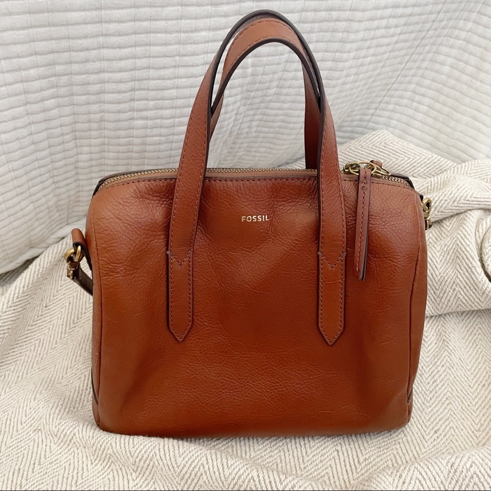 Fossil | Sydney Satchel - Cognac Brown with Gold Hardware